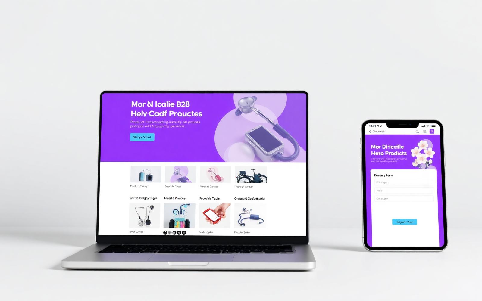 Grace26 medical products website shown on laptop and phone